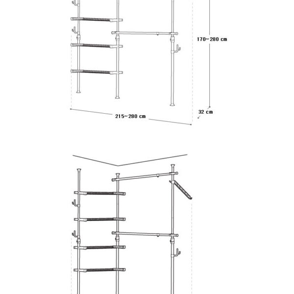 Wangja Wardrobe organiser - Neo Space Bajac 2 Bar 4 Shelf NHC-800 Black - Image 3