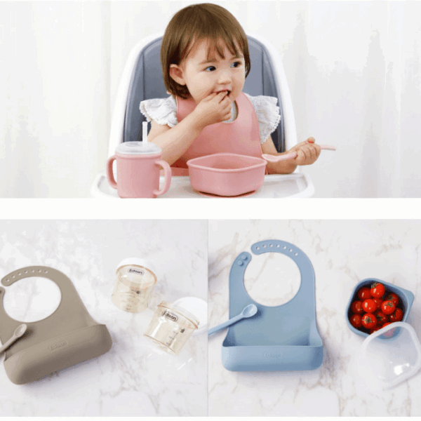 Edison Silicone Baby Bib - Beige - Image 5