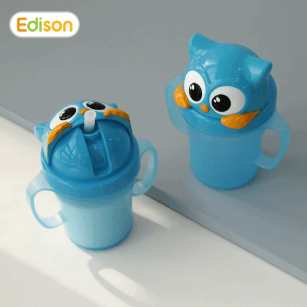 Edison No-Spill Straw Cup 3 - Owl Blue - Image 3